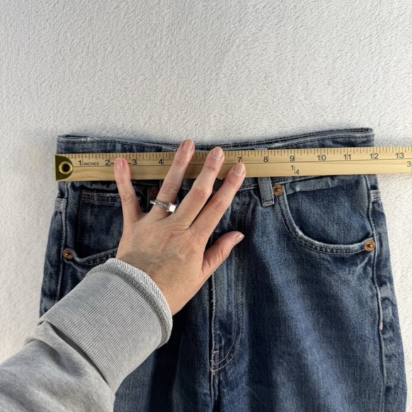 Zara Sz 0 Jeans Wide Leg Raw Hem High Waisted Rise Light Wash Women's Baggy - Picture 9 of 13